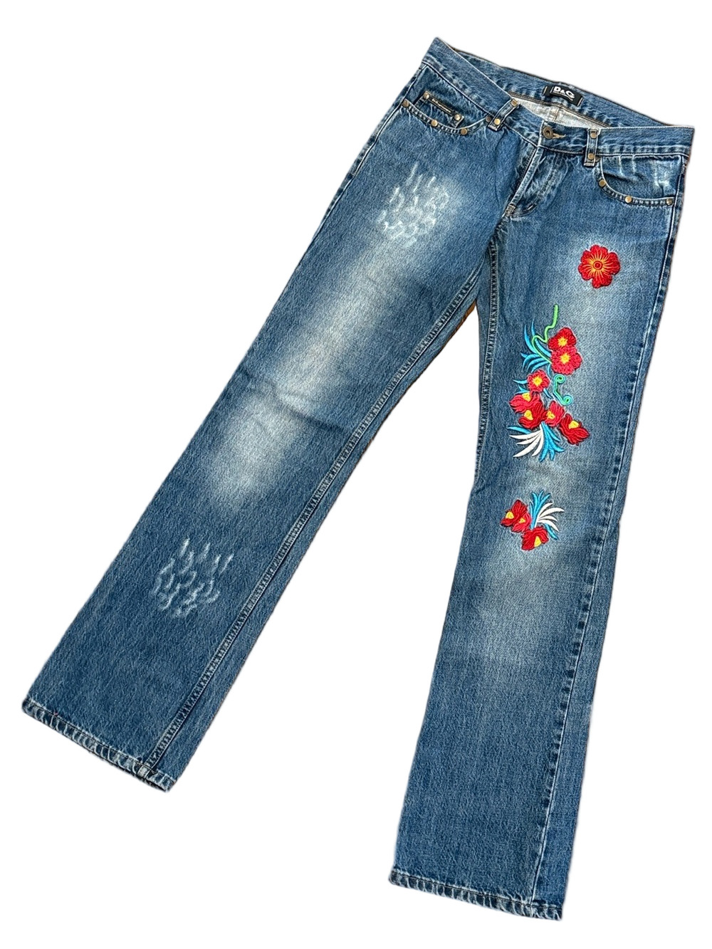 Dolce & Gabbana Rose Embroidered hawaii Denim Jeans | Size 29, 34” Inseam